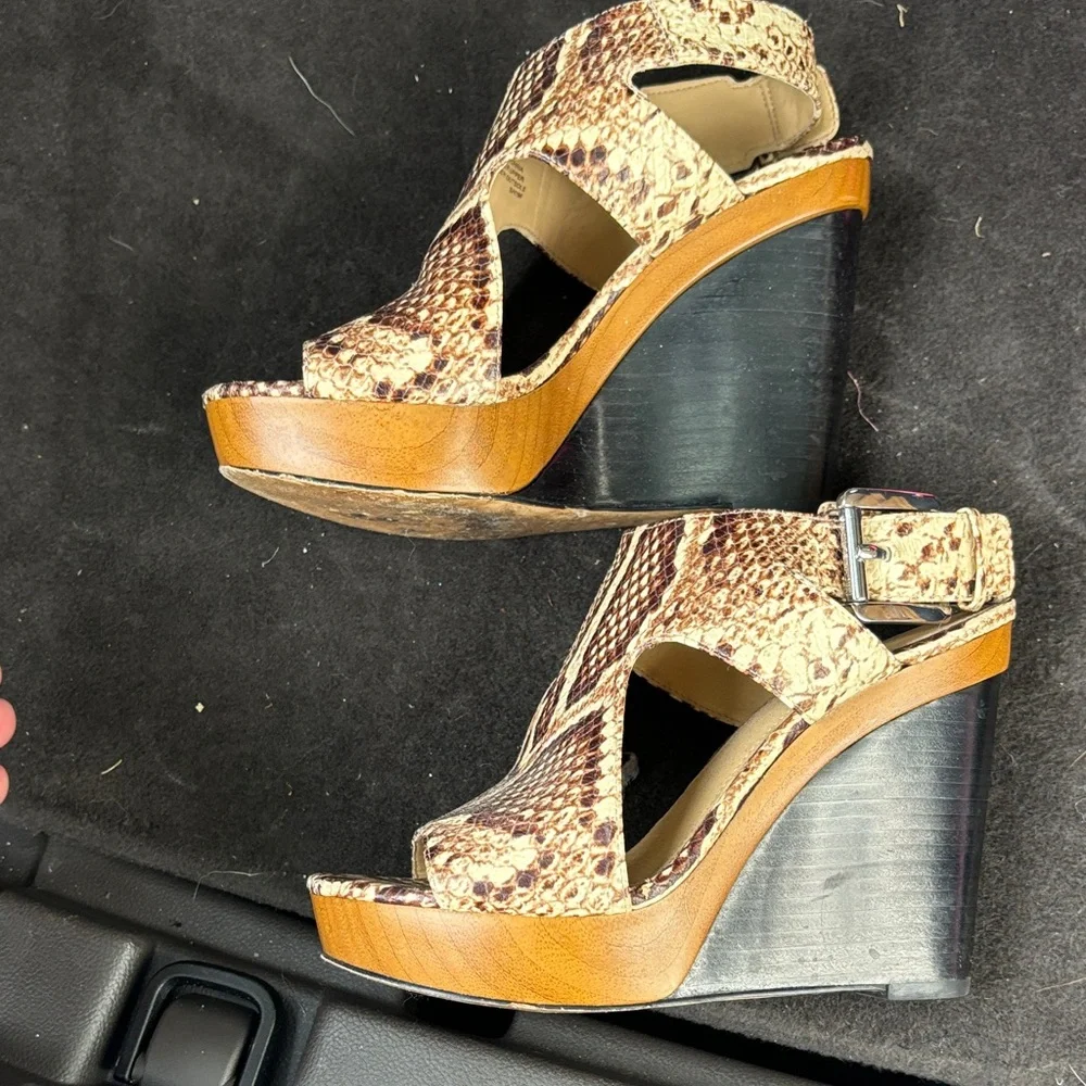 Michael Kors Snakeskin Pattern Wedge Sandals